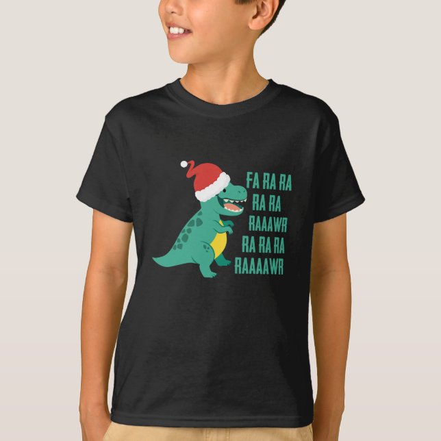 Funny Dinosaur Fa Ra Rawr Rawr Christmas TRex xmas T-Shirt (Front)