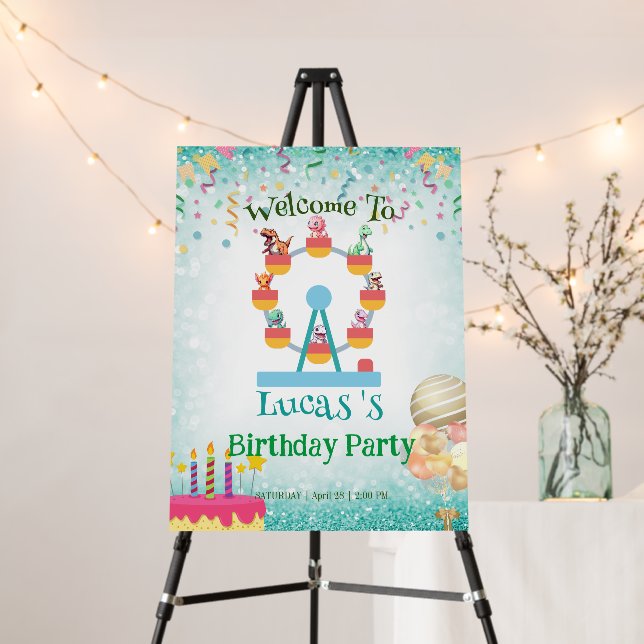 Funny dinosaur Ferris wheel Birthday party DIY Nam Foam Board (In Situ (Stand))