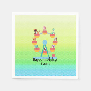 Funny dinosaur Ferris wheel Birthday party DIY Nam Napkins