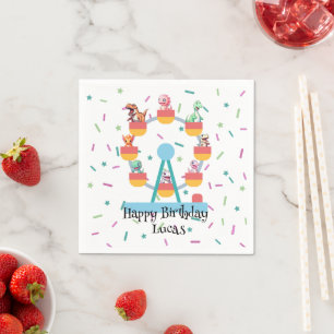 Funny dinosaur Ferris wheel Birthday party DIY Nam Napkins