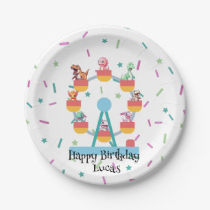 Funny dinosaur Ferris wheel Birthday party DIY Nam Paper Plates