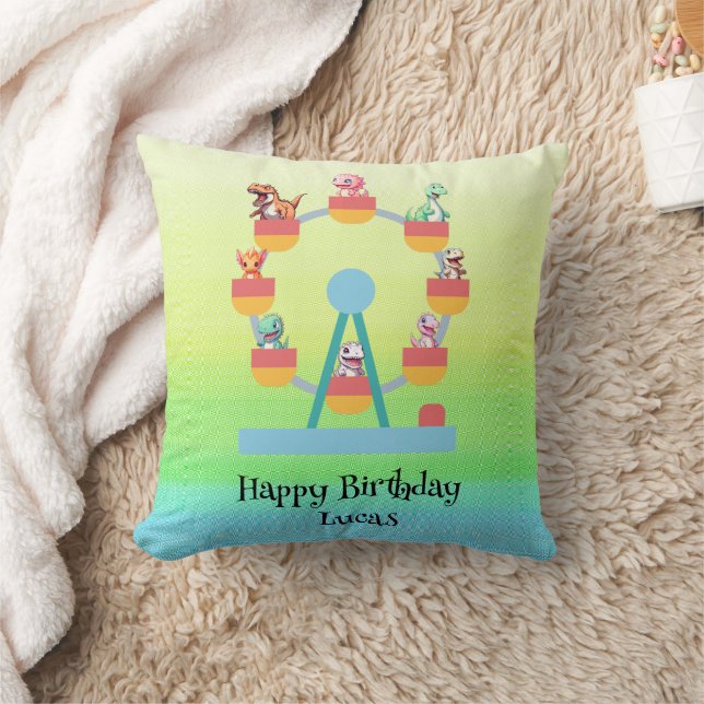 Funny dinosaur Ferris wheel Birthday party DIY Nam Throw Pillow (Blanket)