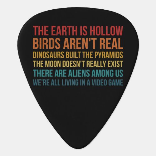Funny Dinosaur Flat Earth Alien Conspiracy Theory Guitar Pick