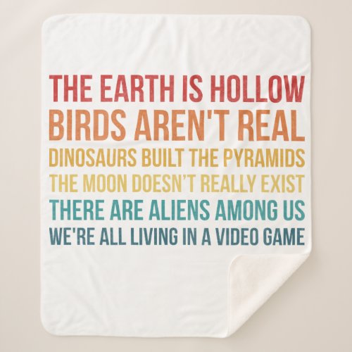 Funny Dinosaur Flat Earth Alien Conspiracy Theory Sherpa Blanket