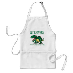 Funny Dinosaur Grammar Lesson Adult Apron