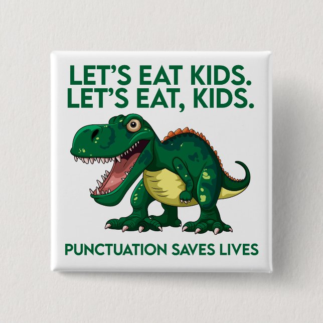 Funny Dinosaur Grammar Lesson Button (Front)