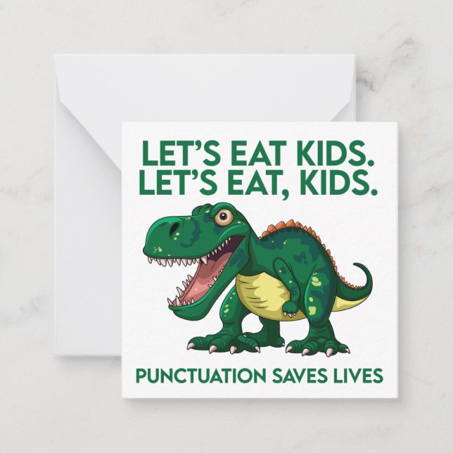Funny Dinosaur Grammar Lesson Note Card (Front)