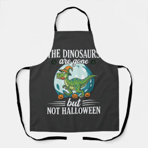 Funny Dinosaur Halloween Witch Graphic Apron