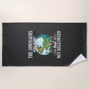 Funny Dinosaur Halloween Witch Graphic Beach Towel