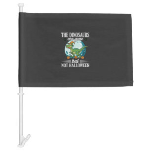 Funny Dinosaur Halloween Witch Graphic Car Flag