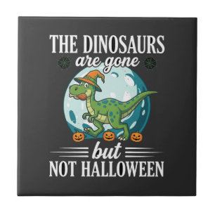 Funny Dinosaur Halloween Witch Graphic Ceramic Tile