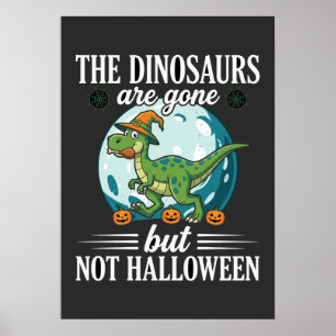 Funny Dinosaur Halloween Witch Graphic Poster