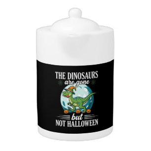 Funny Dinosaur Halloween Witch Graphic Teapot