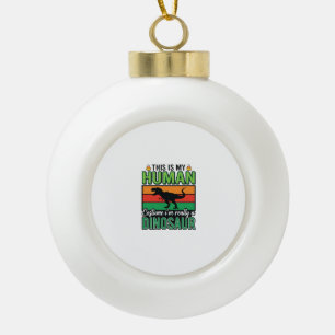 Funny Dinosaur Human Costume Halloween Ceramic Ball Christmas Ornament