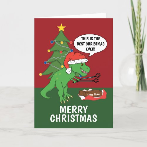 Funny Dinosaur Joke Merry Christmas  Holiday Card