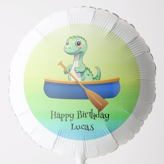 Funny dinosaur Kayak sailing Birthday party Balloon (Front)