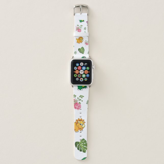 Funny Dinosaur, leaves Apple Watch Band (Front)