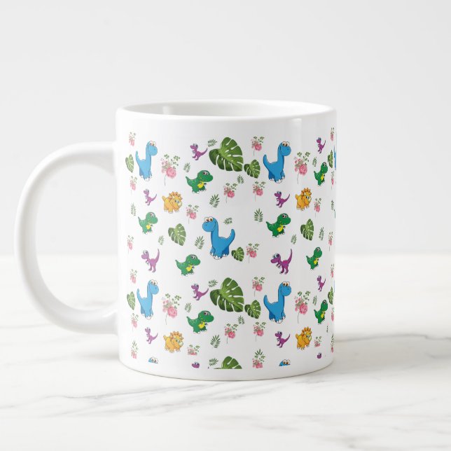 Funny Dinosaur leaves Giant Coffee Mug (Left)