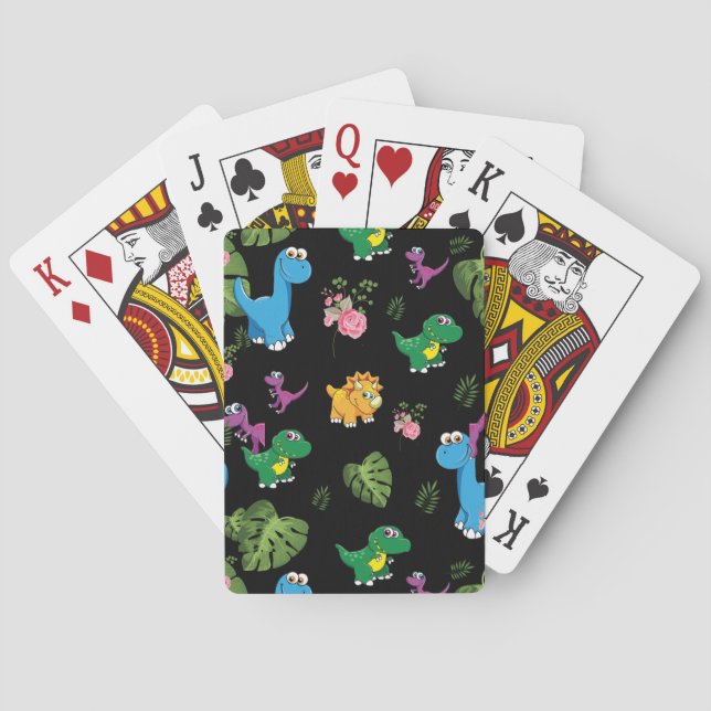 Funny Dinosaur, leaves Poker Cards (Back)