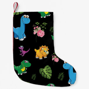 Funny Dinosaur, leaves Small Christmas Stocking