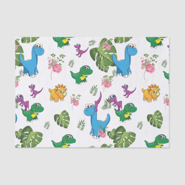 Funny Dinosaur, leaves Tissue Paper (Front)