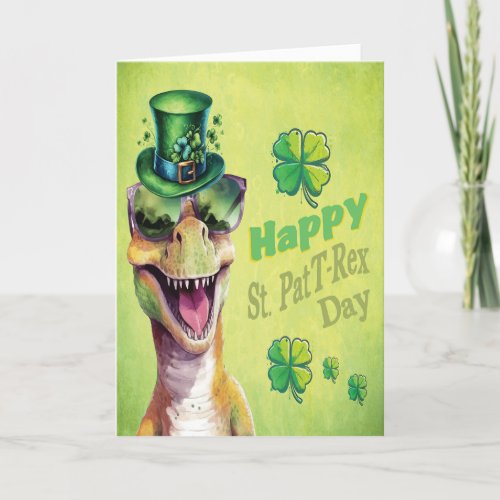 Funny Dinosaur leprechaun Irish St Patricks Day Announcement