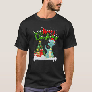 Funny Dinosaur Lover Xmas Lighting Dinosaur Christ T-Shirt