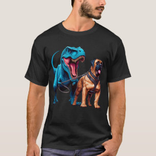 Funny Dinosaur Mastiff Walking Dog Lover T-Shirt