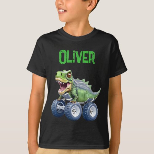 Funny dinosaur monster truck  T_Shirt