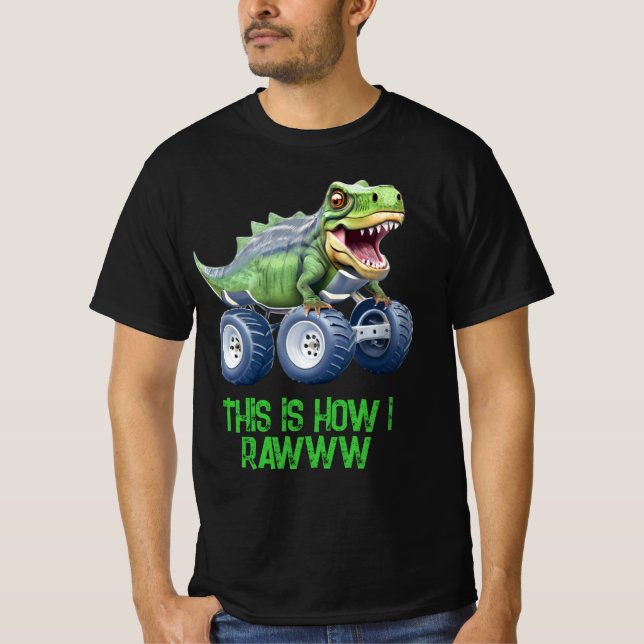 Funny dinosaur monster truck  T-Shirt (Front)