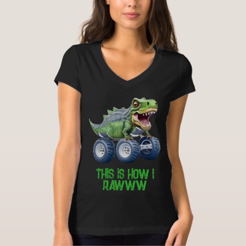 Funny dinosaur monster truck  T_Shirt