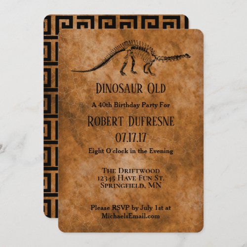 Funny Dinosaur Old Birthday Party Invitation