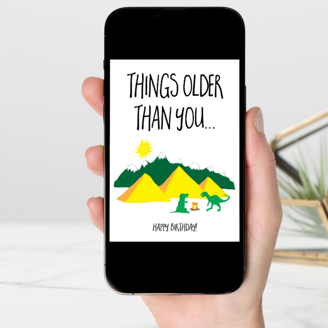 Funny Dinosaur Old Over the Hill Birthday Card (Front Digital)