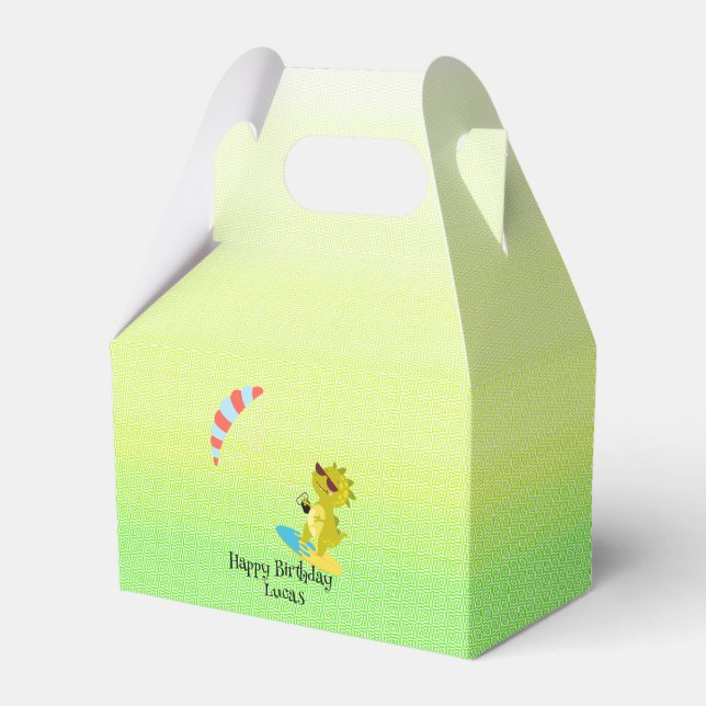 Funny dinosaur Paraglider Board School party kids Favor Boxes (Front Side)