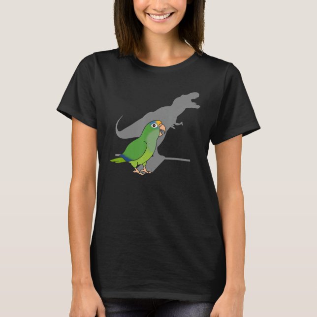 Funny DInosaur Parrot, Birb meme, Peach Fronted Co T-Shirt (Front)