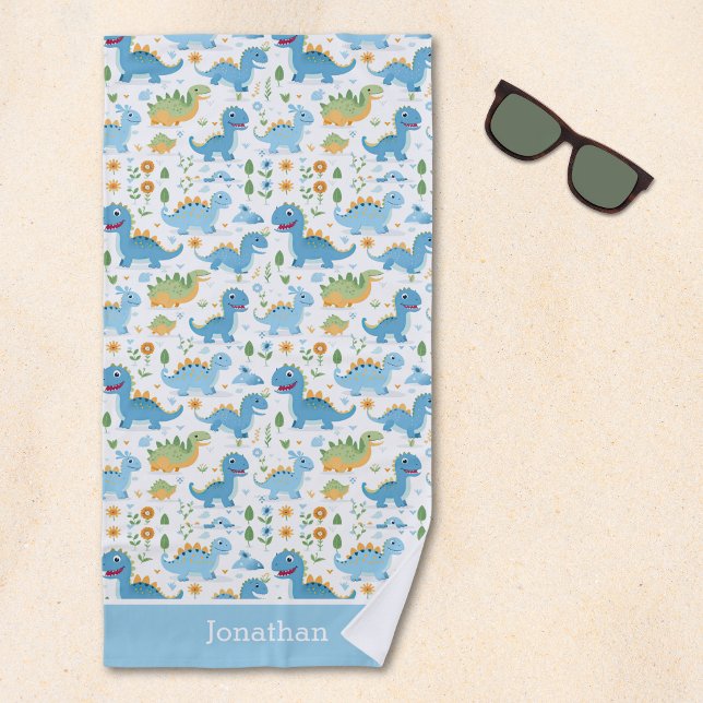 Funny Dinosaur Pattern kids summer Beach Towel (Creator Uploaded)
