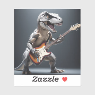 Funny Dinosaur Playing Guitar Art Sticker