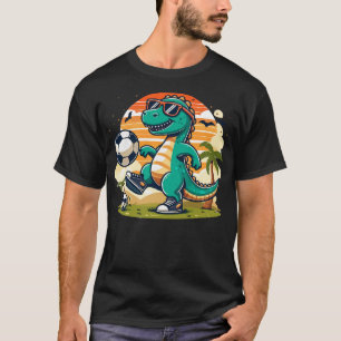 Funny Dinosaur Playing Soccer T-Shirt