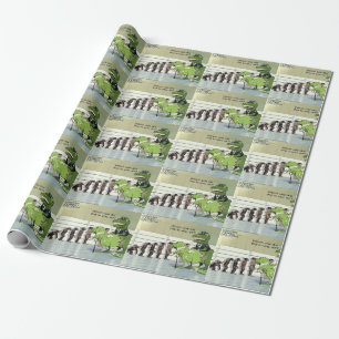 Funny Dinosaur Police Lineup Rick London Wrapping Paper