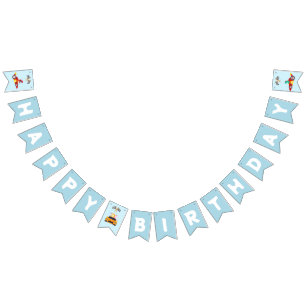 Funny Dinosaur racing car boy kids Birthday party Bunting Flags