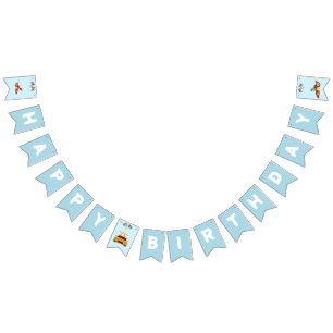 Funny Dinosaur racing car boy kids Birthday party Bunting Flags