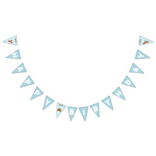 Funny Dinosaur racing car boy kids Birthday party Bunting Flags