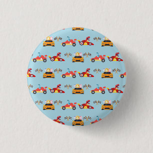 Funny Dinosaur racing car boy kids Birthday party Button