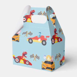 Funny Dinosaur racing car boy kids Birthday party Favor Boxes