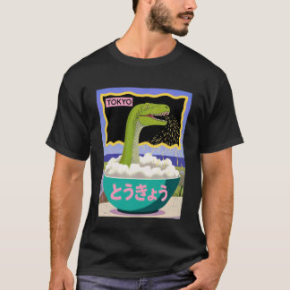 Funny Dinosaur Rice Bowl Tokyo Japan Pop Art Humor T-Shirt