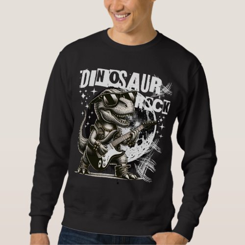 Funny Dinosaur Rock Playing Guitar Musician gift Sweatshirt