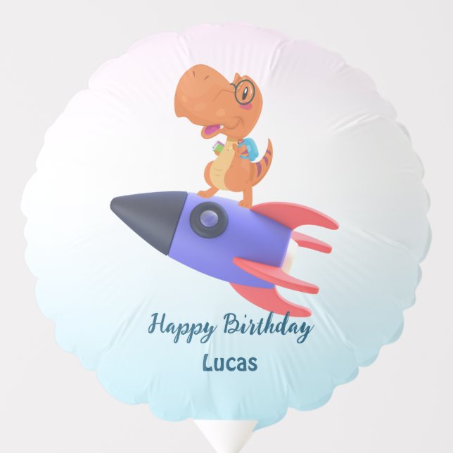 Funny dinosaur rocket back 2 School Birthday party Balloon (Front)