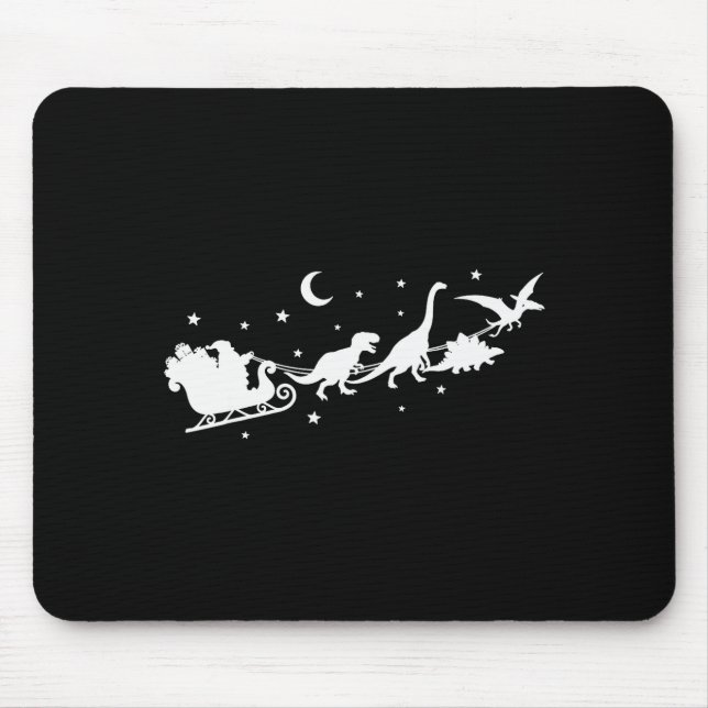 Funny Dinosaur Santa Sleigh Xmas Pajamas For Famil Mouse Pad (Front)