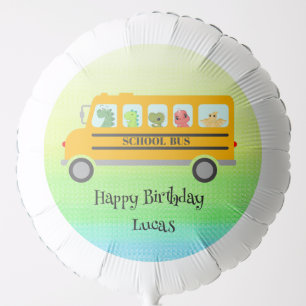 Funny dinosaur school Bus Birthday party DIY Name Balloon
