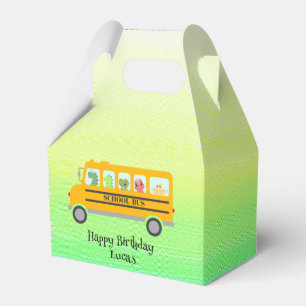 Funny dinosaur school Bus Birthday party DIY Name Favor Boxes